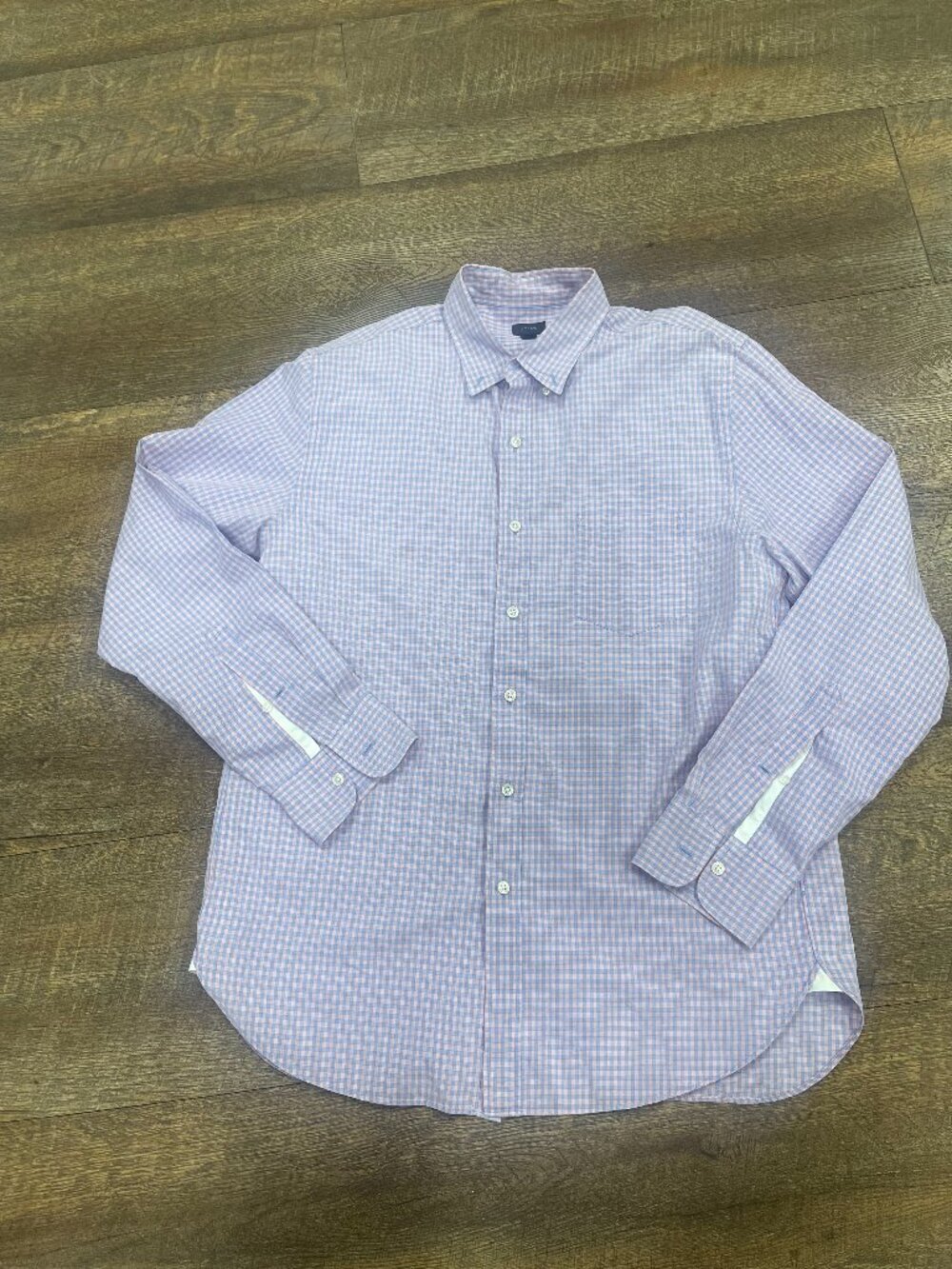 J.Crew Pink Blue Gingham Cotton Button Down Shirt Men's Large